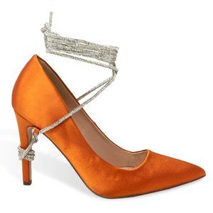 Women’s Rhinestone Lace Up Pointed Closed Toe Stiletto Heels